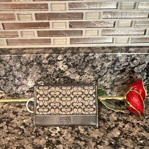 Coach Black and Gray Signature Card Case